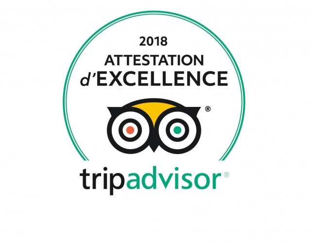 Attestation d'Excellence TripAdvisor® pour une 3e année consécutive